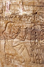 EGYPTE - Basse Nubie Oasis de Ouadi Es-Seboua Relief dans le temple de Ouadi Es-Seboua